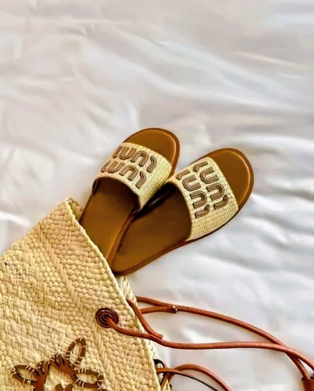 Retro Woven flat slippers